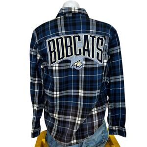 Montana State Bobcat Plaid Flannel Shirt SMALL University Unique Football MSU